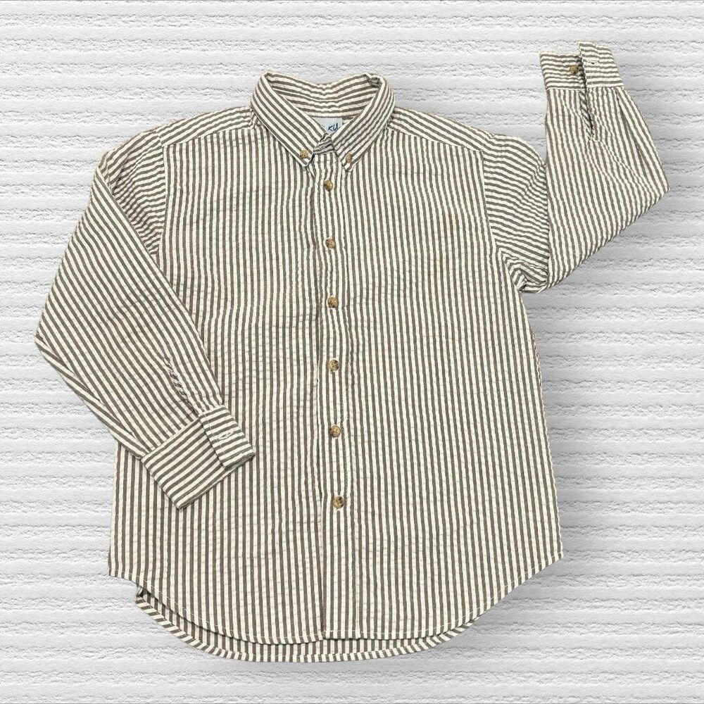 Kelly's Kids 7/8 Gray Seersucker Button Down Polo